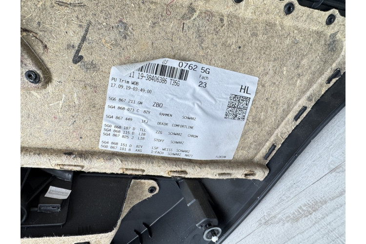 Карта обшивка двери задней левой Volkswagen Golf 6-7 5g4867211
