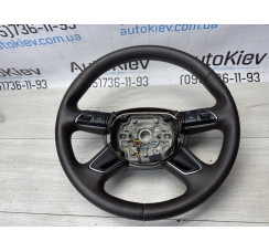 Руль коричневый кожа без airbag Audi A8 D4 w12 перетянут