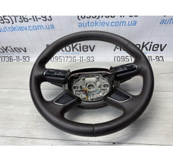 Руль коричневый кожа без airbag Audi A8 D4 w12 перетянут