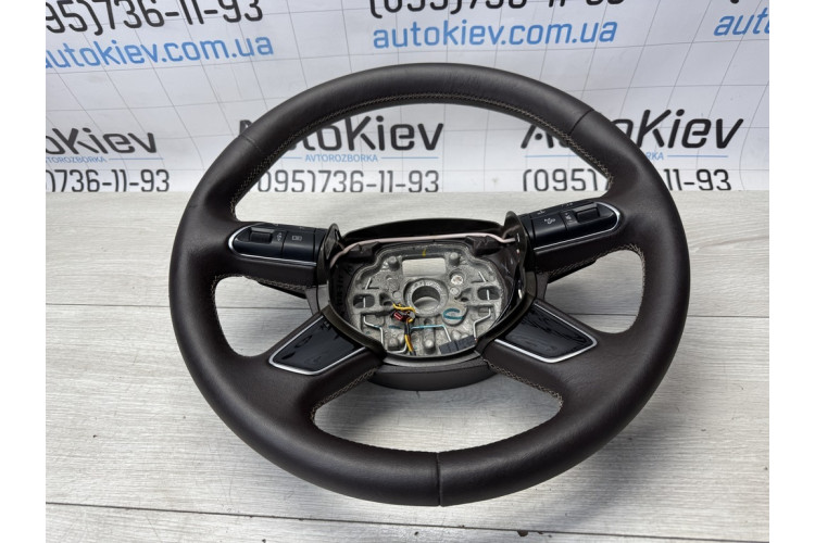 Кермо коричневий шкіра без Airbag Audi A8 D4 w12 перетягнутий 4h0919091aa Кермо коричневий шкіра без Airbag Audi A8 D4 w12 перетягнутий 4h0919091aa