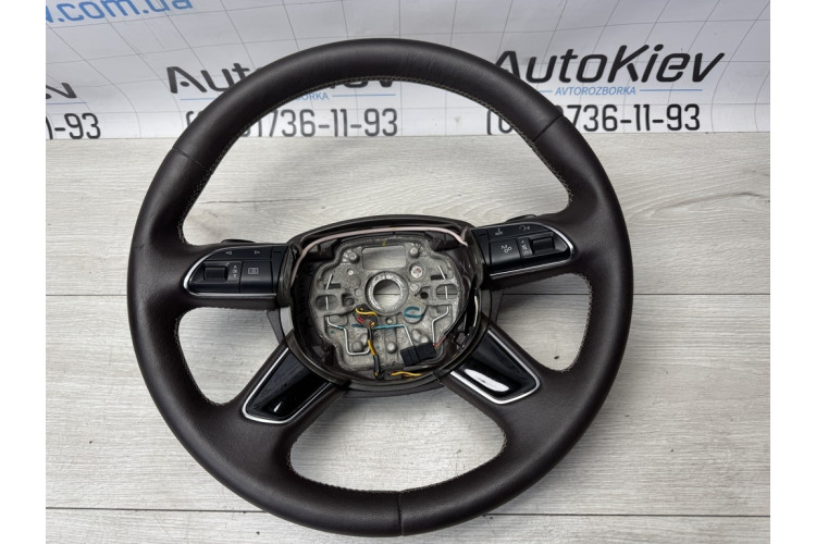 Кермо коричневий шкіра без Airbag Audi A8 D4 w12 перетягнутий 4h0919091aa Кермо коричневий шкіра без Airbag Audi A8 D4 w12 перетягнутий 4h0919091aa