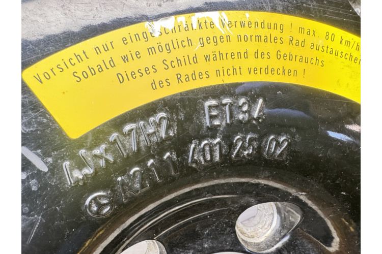 Колесо запасное запаска докатка Continental Mercedes W211 2002-2009 155/70 R17, 4Jx17H2, ET34 A2114012502